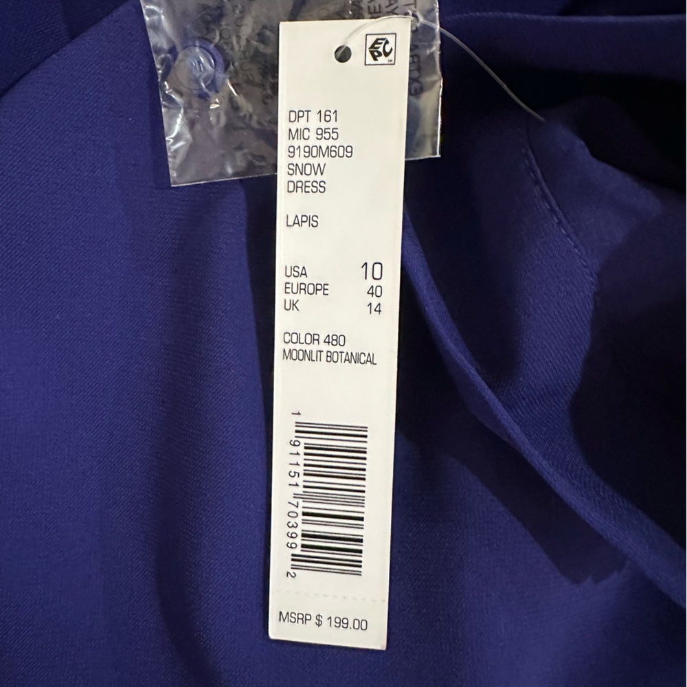 NWT Antonio Melani Lapis Blue Puff Sleeve Square Neck Sheath Dress Size 10 - Picture 10 of 11